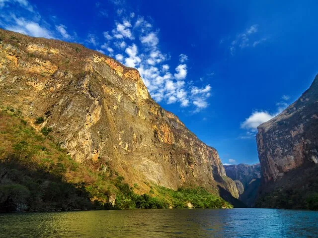 View of the Sumidero Canyon from a boat on the water